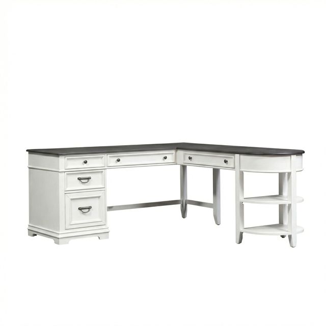 Clearance Liberty Allyson Park Allyson Park Wirebrushed White L-Shaped Desk Set-3