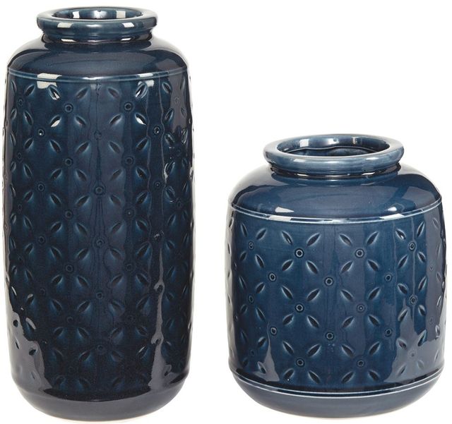 Signature Design by Ashley® Marenda 2-Piece Navy Blue Vase Set-0