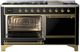 Ilve® Majestic III 60" Glossy Black Pro Style Dual Fuel Liquid Propane Range with Solid Door and Brass Trim-2