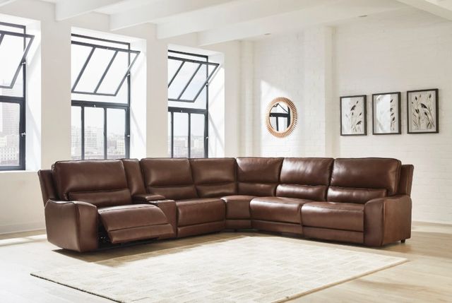 Signature Design by Ashley® Silverbrooke 6-Piece Canyon Power Reclining L-Shape Sectional with Storage Console-1