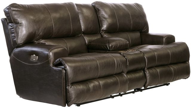 Catnapper® Wembley Steel Leather Power Lay Flat Reclining Console Loveseat with Power Adjustable Headrest and Power Adjustable Lumbar Support-0