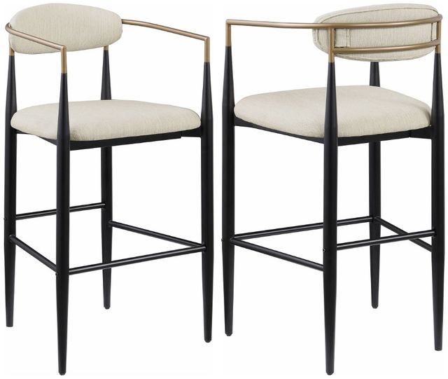 Coaster® Tina 2-Piece Beige/Black Upholstered Bar Stool Set-0