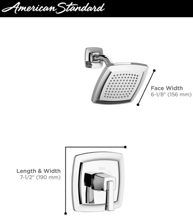 American Standard Townsend® Brushed Cool Sunrise Shower Trim Kit with Water-Saving Showerhead and Lever Handle-3