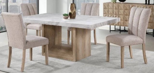 Global Furniture USA 7-Piece Beige/White Dining Room Set -1