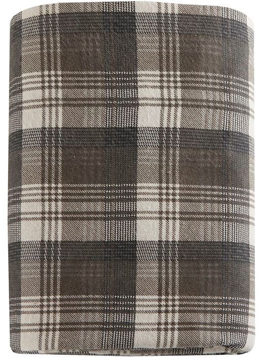 Olliix by Woolrich Brown Plaid California King Flannel Cotton Sheet Set-1