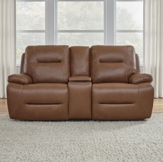 Liberty Furniture Cameron Dakota Saddle Leather Power Reclining Loveseat with Console-2