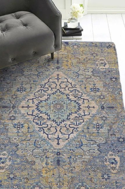 KAS Rugs Morris Blue/Yellow Gramercy 5'x7' Area Rug-4