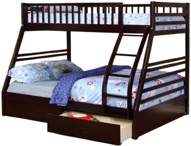 IFDC Espresso Youth Single/Double Bunk Storage Bed-0