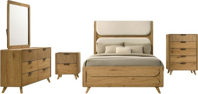 Coaster® Bennett 5-Piece Light Oak Youth Full Upholstered Panel Bedroom Set-0