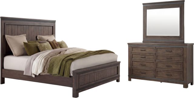 Liberty Furniture Thornwood Hills 3-Piece Rock Beaten Brown King Panel Bed Set-0