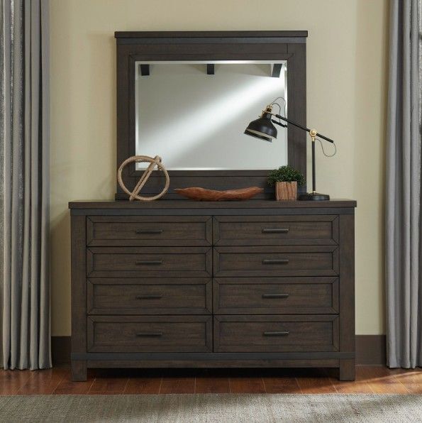 Liberty Furniture Thornwood Hills Rock Beaten Brown Dresser and Mirror-1