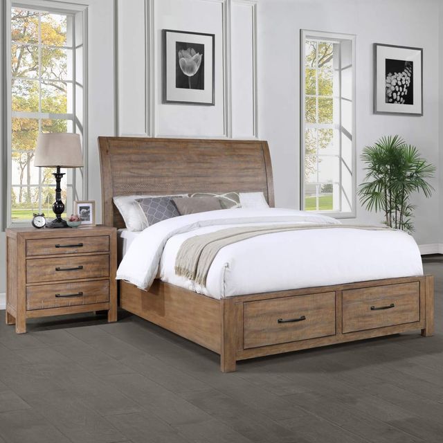 Winners Only® Andria Light Brown Queen Storage Sleigh Bed-2