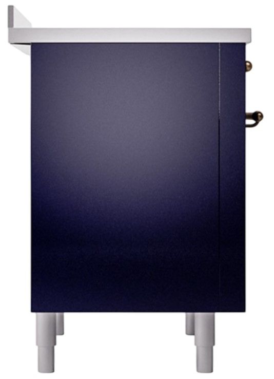 Ilve® Nostalgie II Noblesse 36'' Midnight Blue Pro Style Induction Range with Burnished Trim-2