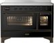 Ilve® Majestic III 48" Glossy Black Pro Style Induction Range with Triple Glass Door and Burnished Trim-0