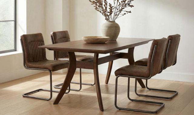 Moe's Home Collection Ansel 2-Piece Brown Leather Dining Chair Set-1