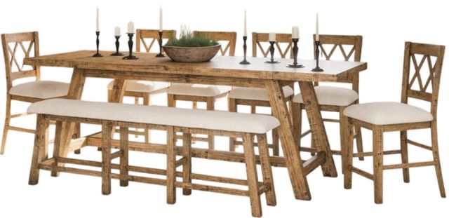 Jofran Inc. Telluride 8-Piece Gold Trestle Counter Dining Table Set-0