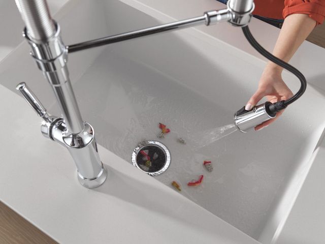 Delta Renaldi® Lumicoat® Arctic Stainless Touch2O® Technology Spring Kitchen Faucet with Touchless Technology-3