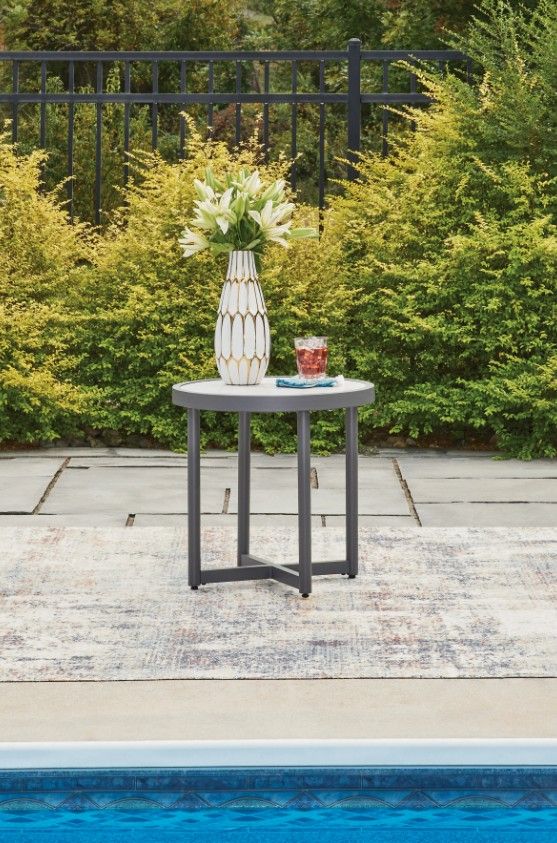 Signature Design by Ashley® North Island Gray Aluminum Outdoor End Table-1