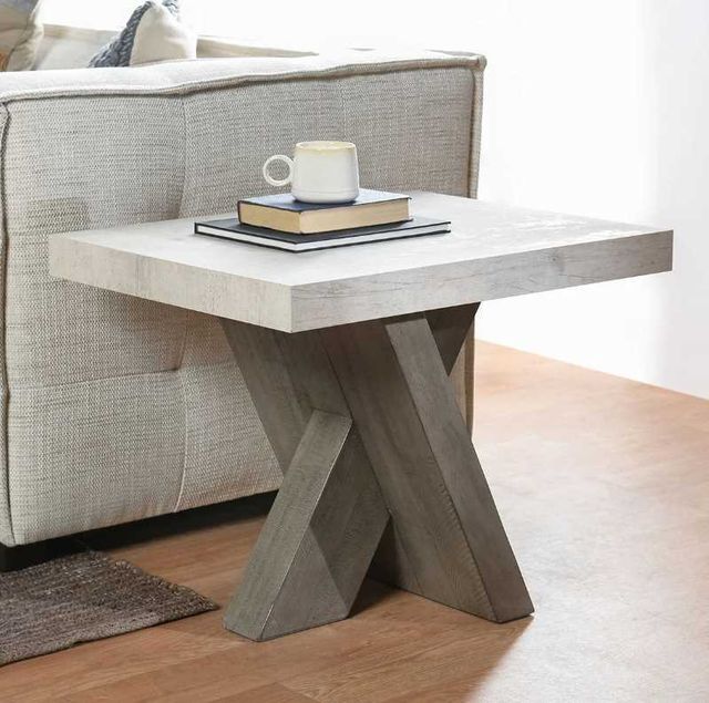 Classic Home Durant Antique White End Table with Distressed Gray Base-1