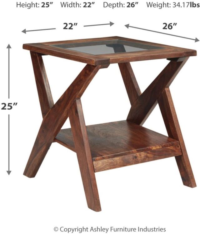 Signature Design by Ashley® Charzine Glass Top End Table with Warm Brown Base-4