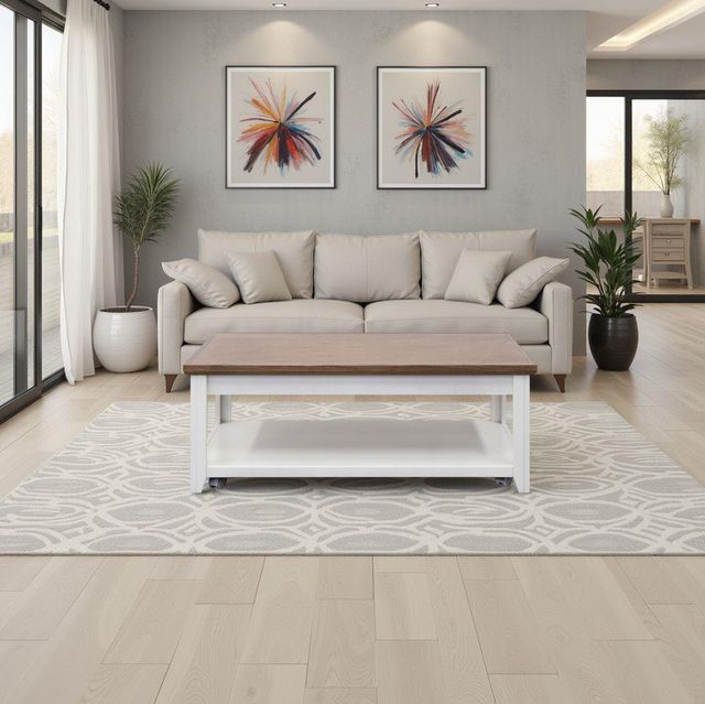 Legends Home Providence Bourbon Coffee Table with White Base-1