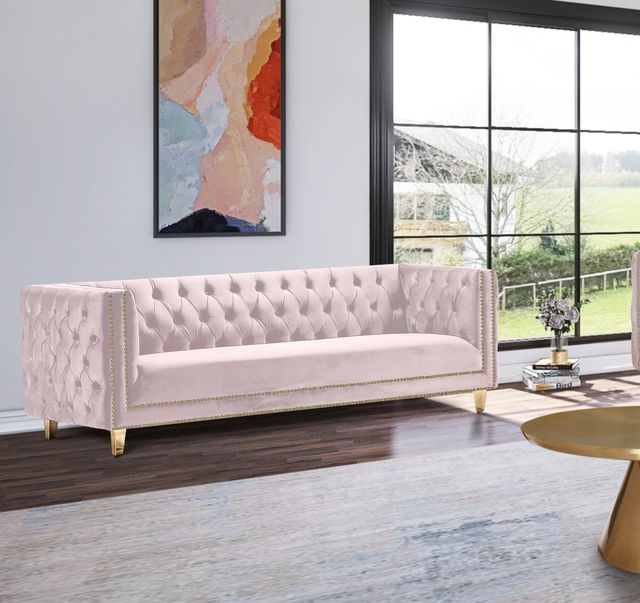 Meridian Furniture Michelle Pink Velvet Sofa-1