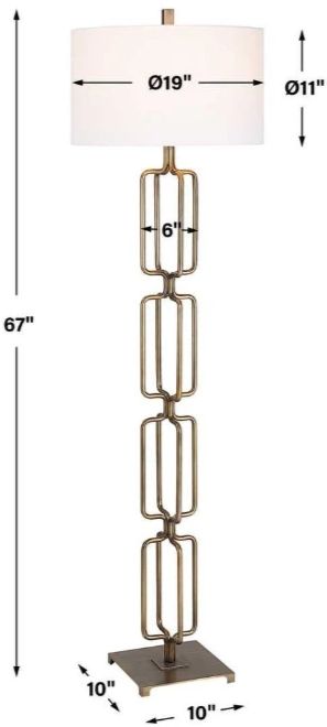 Uttermost® Link Antique Brushed Gold Floor Lamp-2