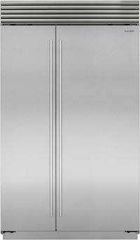 Front view of the Sub-Zero® Classic Series 48 in. 29.1 Cu. Ft. Stainless Steel Built In Side-by-Side Refrigerator