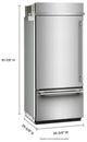 KitchenAid® 36” 20.9 Cu. Ft. PrintShield™ Stainless Steel Built-In Bottom Freezer Refrigerator with Platinum Interior-2