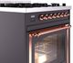 Ilve® Nostalgie II Noblesse 30" Graphite Matte Pro Style Dual Fuel Range with Copper Trim-4