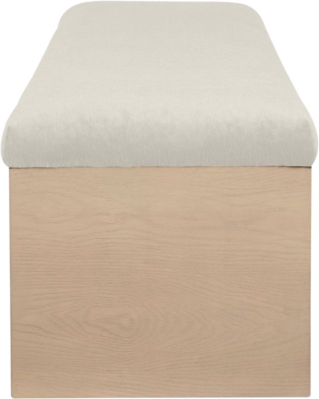 Meridian Furniture Lawson Cream/Natural Velour Fur Fabric Bench-2