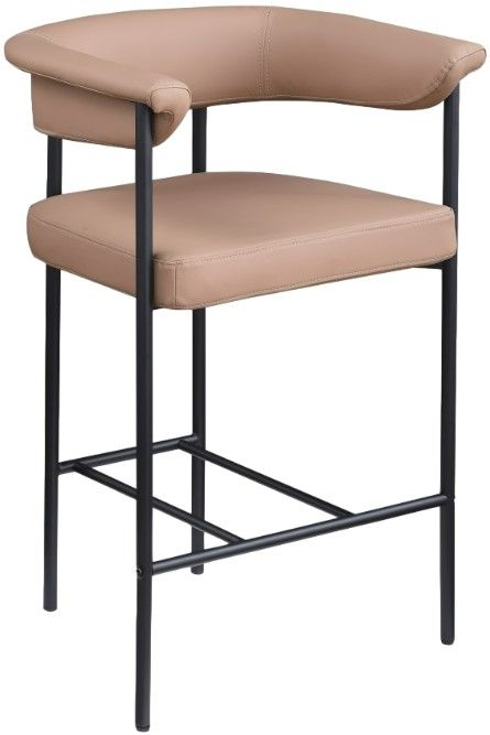 Meridian Furniture Malin Tan/Matte Black Vegan Leather Counter Stool-0