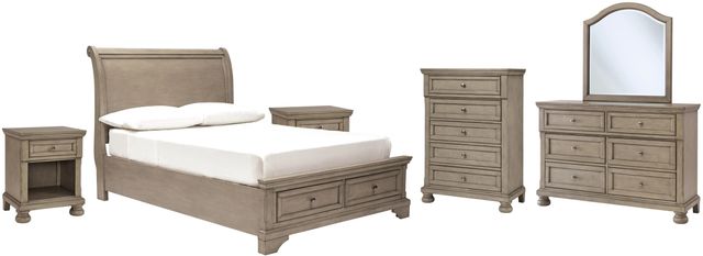 Signature Design by Ashley® Lettner 6-Piece Light Gray Twin Sleigh Bed Set-0