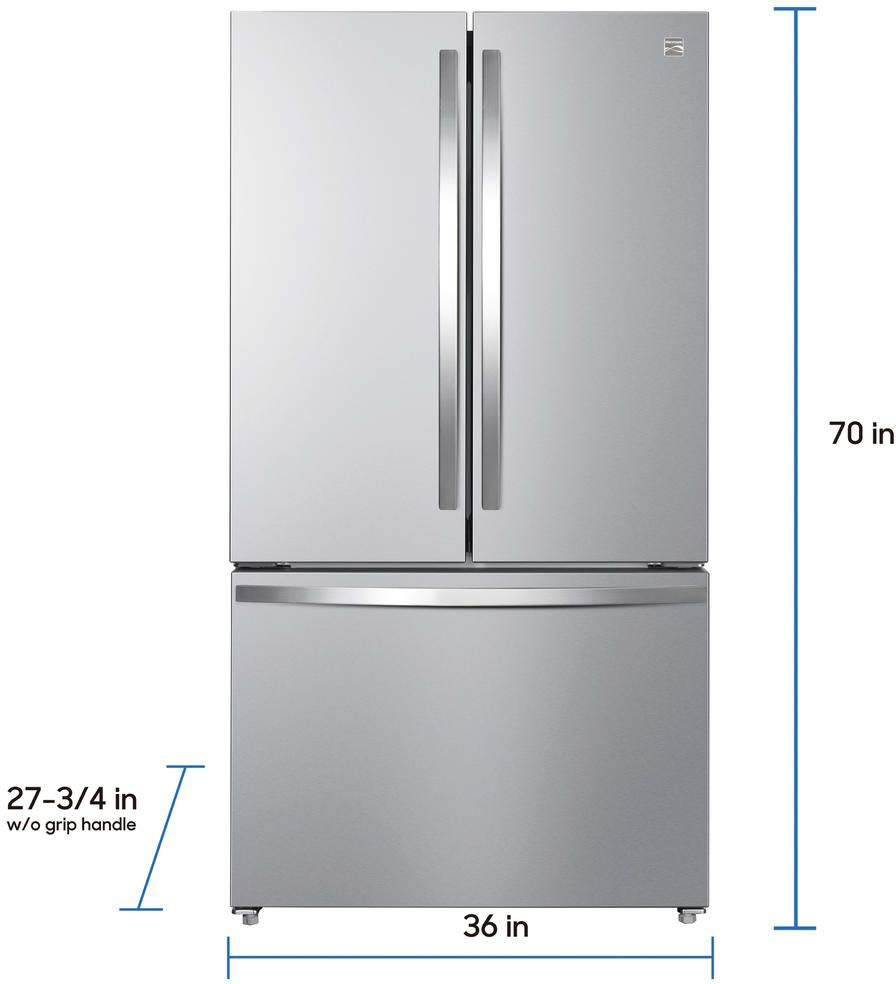 Kenmore 36" French Door Refrigerator with Freezer - Accela Chill, Adjustable Shelving, Humidity Controlled Crispers, ENERGY STAR Certified, 20.3 cu. ft. Capacity, Fingerprint Resistant Stainless Steel on Fridge.com