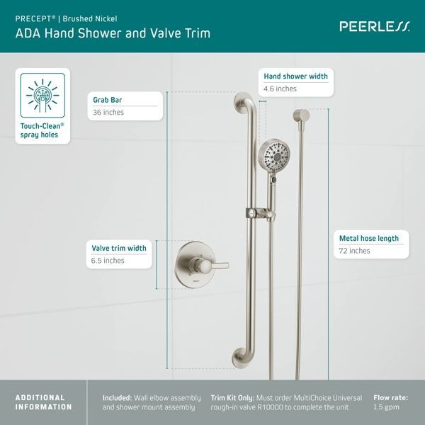 Peerless Precept® Brushed Nickel Valve Only and Hand Shower-2