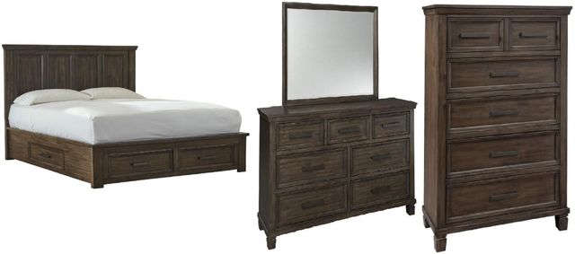 Signature Design by Ashley® Johurst 4-Piece Grayish Brown California King Storage Panel Bed Set-0