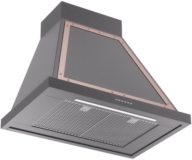 Ilve® Nostalgie II Noblesse 30" Graphite Matte Wall Mounted Range Hood with Copper Trim-1