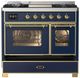 Ilve® Majestic III 40" Midnight Blue Pro Style Dual Fuel Liquid Propane Range with Triple Glass Door and Brass Trim-2