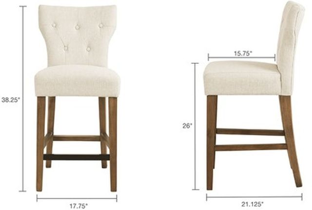 Olliix by Madison Park Cream Avila Tufted Back Counter Stool-1