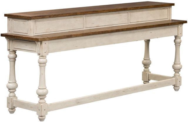 Liberty Furniture Morgan Creek 4-Piece Antique White/Ivory/Wirebrushed Tobacco Console Table Set-2