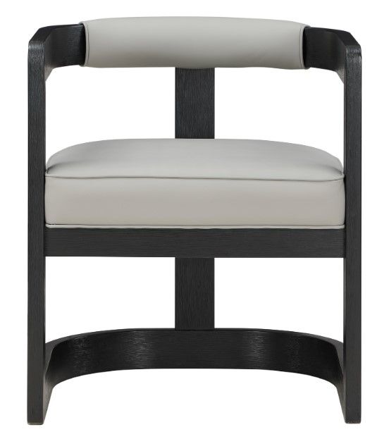 Meridian Furniture Manchester Grey/Black Vegan Leather Dining Arm Chair-1