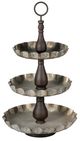 A & B Home Brown/Gray Round Three-Tiered Serving Tray-1