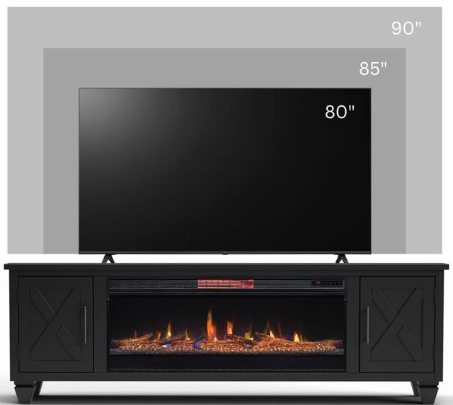 Legends Home Real Cozy Liberty Seal Skin Black 79" Fireplace Console-3