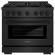 ZLINE Paramount 36" Black Satin Stainless Steel Gas Range with 6 Burner Cooktop and Convection Gas Oven with Black Matte Accent-0