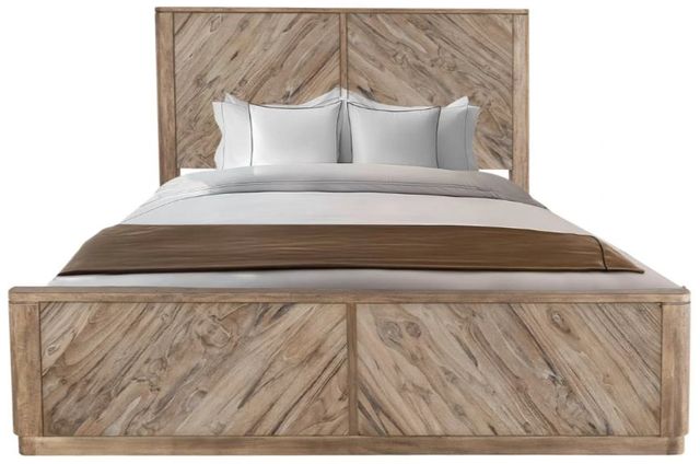International Furniture Direct Balam Stained White Eastern King Panel Bed-0