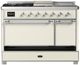 Ilve® Majestic III 48" Antique White Pro Style Dual Fuel Natural Gas Range with 5 Black Brass Burners and Chrome Trim-1