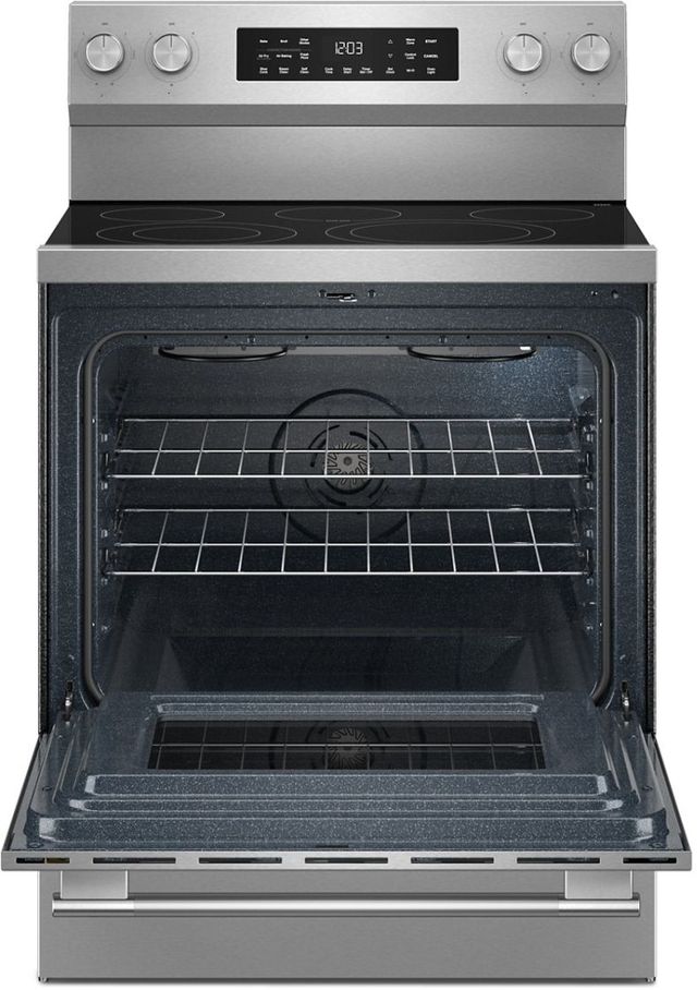 KitchenAid® 30'' PrintShield™ Stainless Steel Smart Freestanding Electric Range with Convection Cooking Modes-1