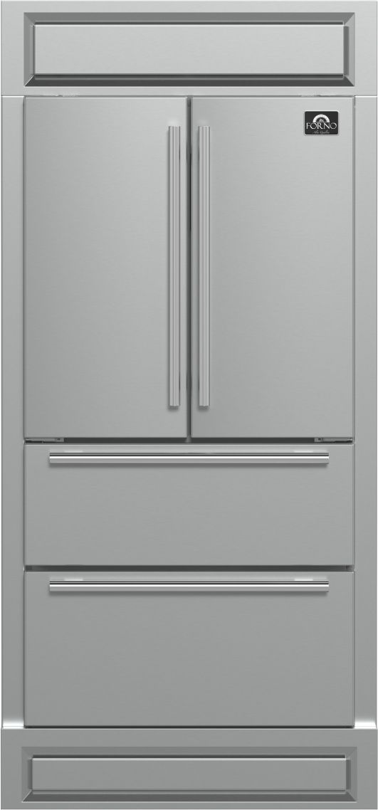 FORNO® Moena Alta Qualita 40" 19.2 Cu.Ft. Stainless Steel Built-In French Door Refrigerator-0
