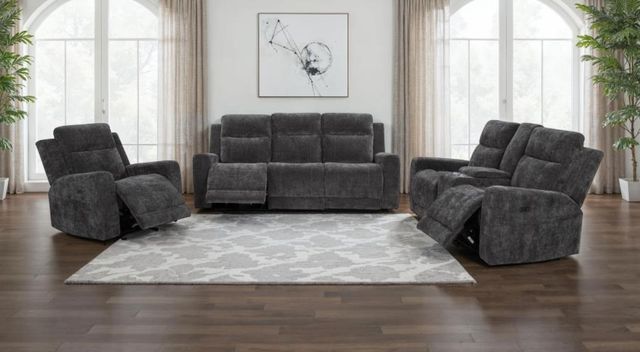 Coaster® Kennett 3-Piece Dark Gray Power Upholstered Reclining Sofa Set-1