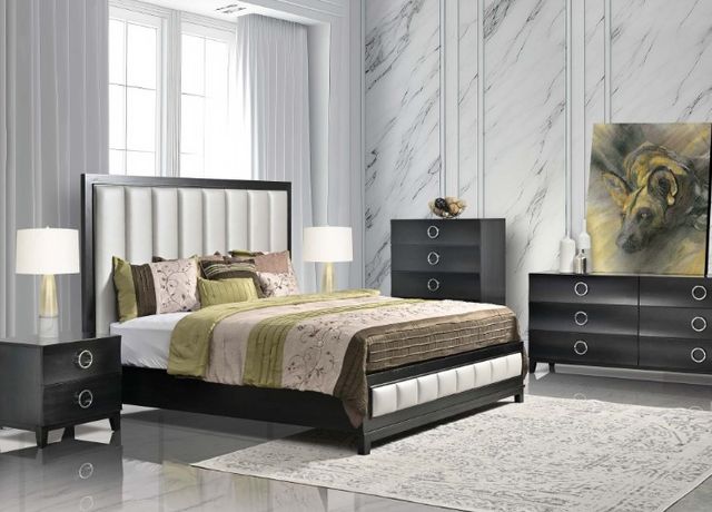 Country View Woodworking American Modern King Upholstered Panel Bed-1